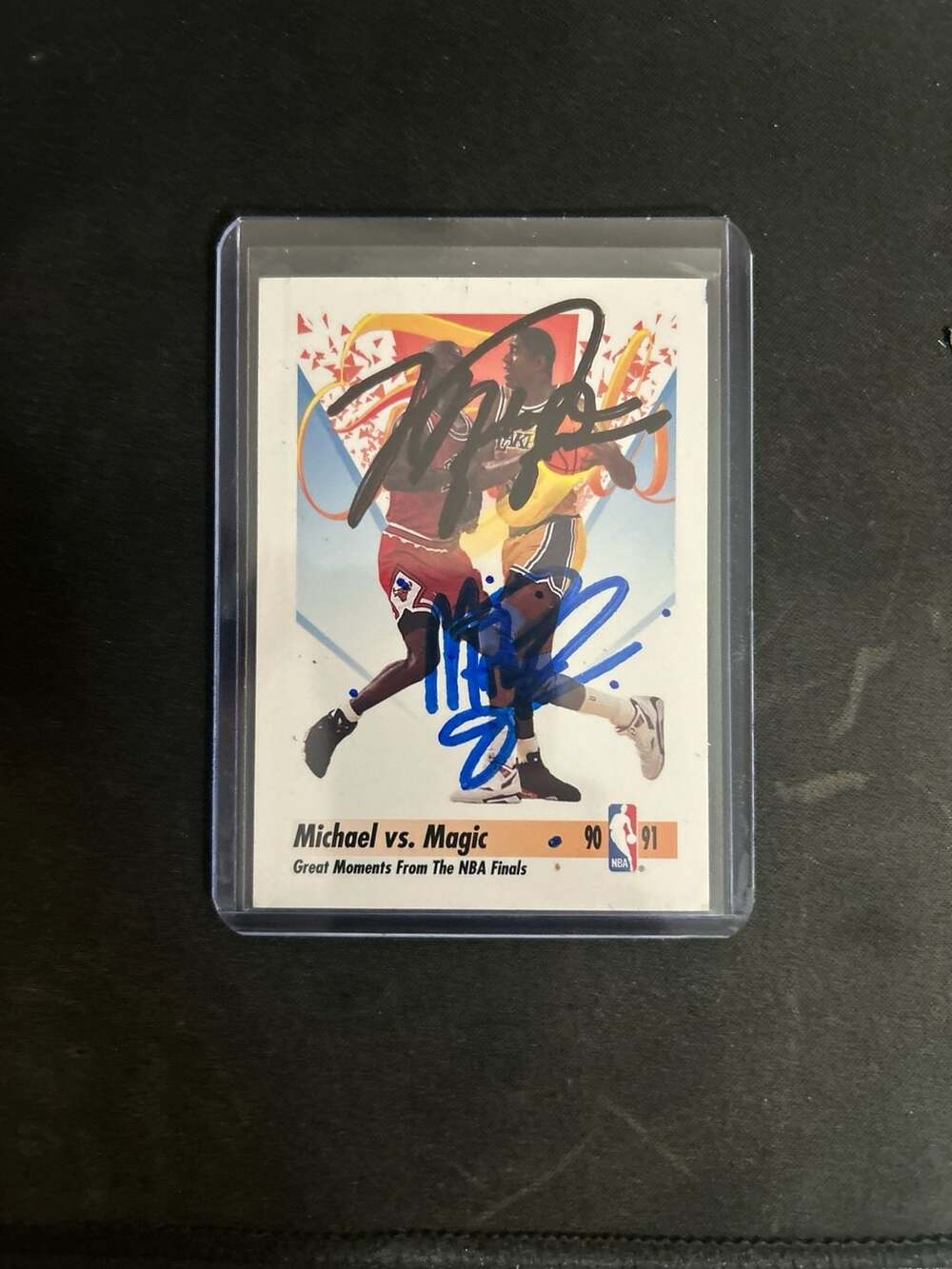 1991 SkyBox #333 Michael Jordan vs. Magic Johnson Dual Signed Card